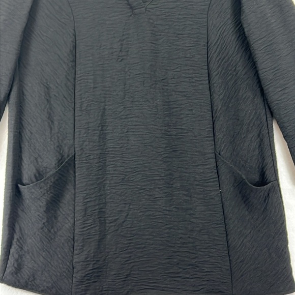 Nina Leonard Notched Neck Tunic Women’s Sz S Black Textured Polyester Knit - Picture 4 of 12